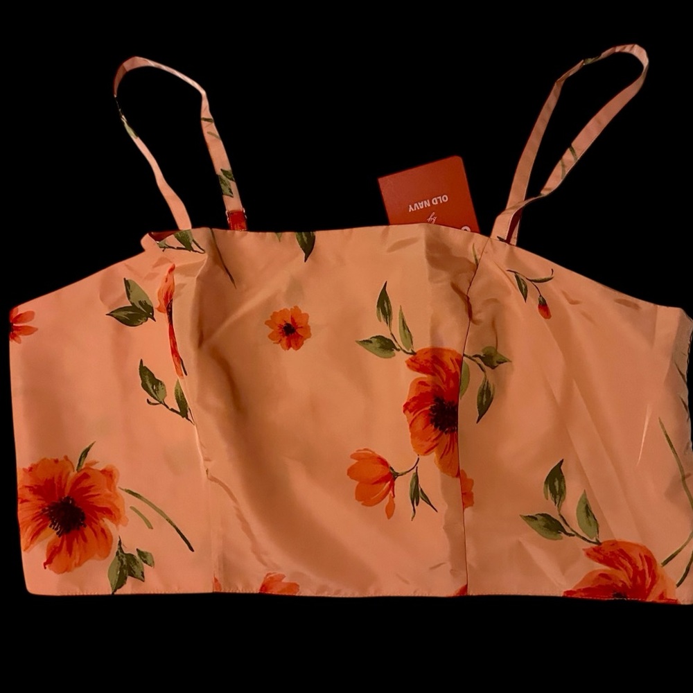 Old Navy Floral Crop Top in Orange and Cream